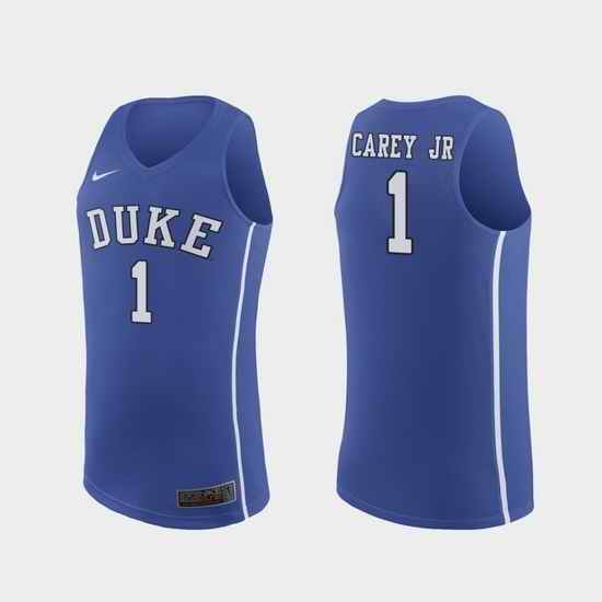 Men Duke Blue Devils Vernon Carey Jr. Royal Replica College Basketball Jersey